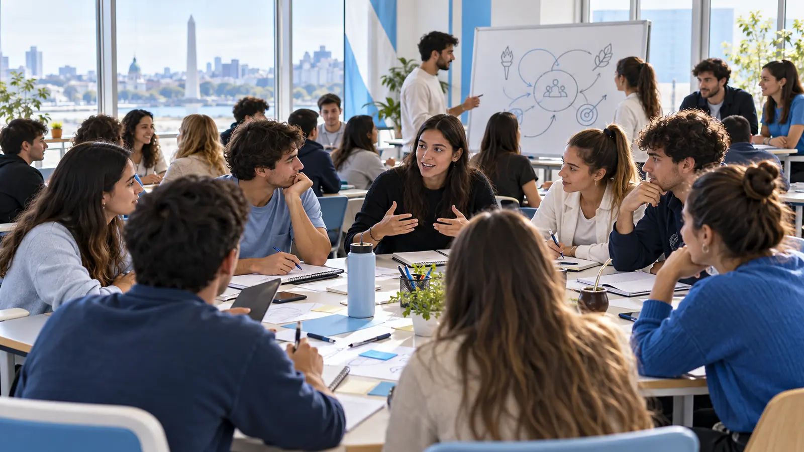 Jóvenes participan en una jornada de formación y trabajo grupal sobre gestión deportiva