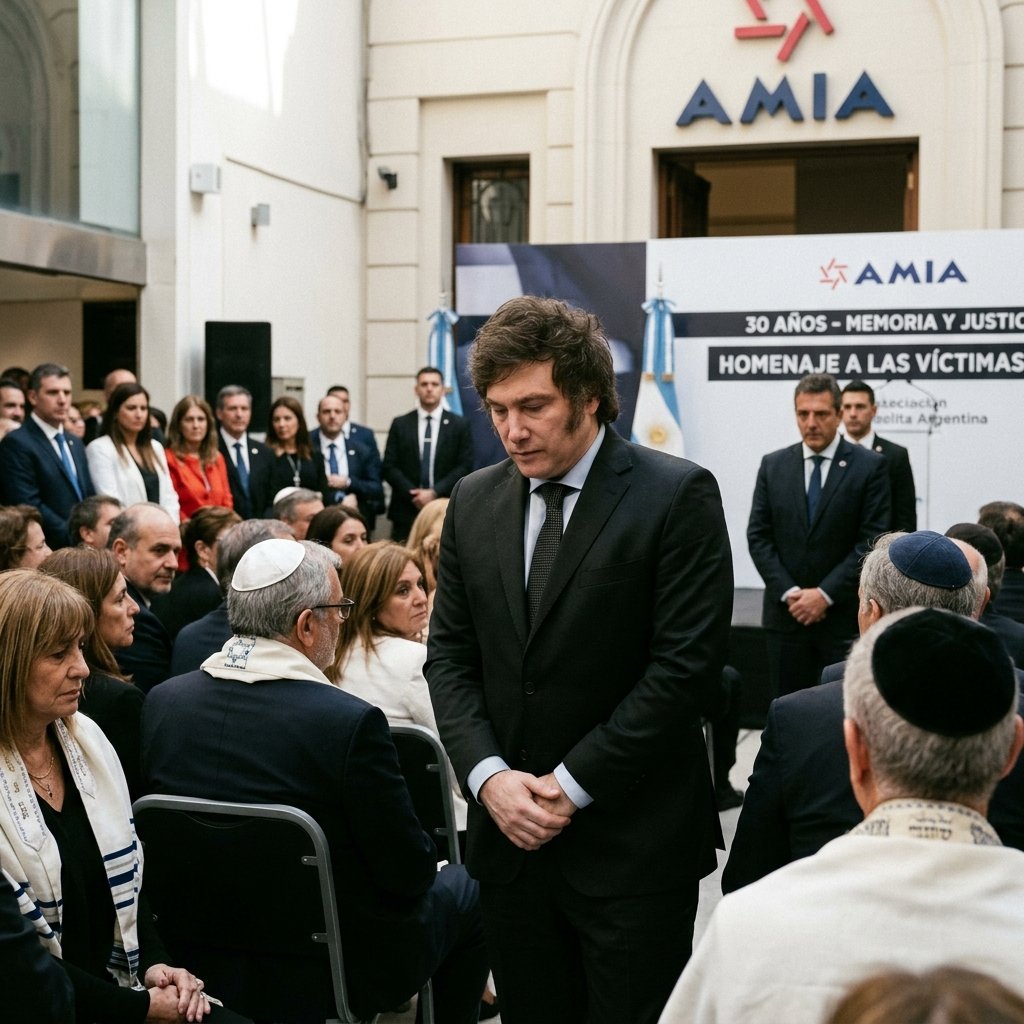 El presidente Javier Milei durante una alocución sobre política monetaria y fiscal