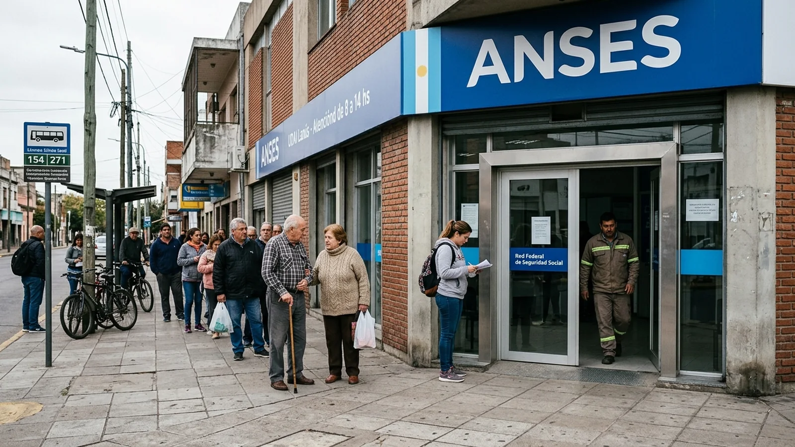 Fachada y acceso a una oficina de atención de ANSES en Lanús