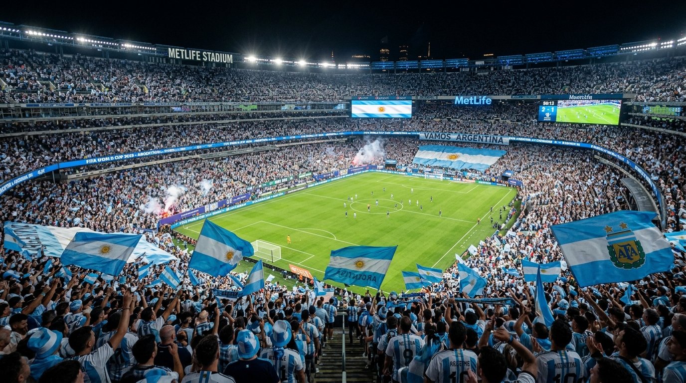 Estadio repleto de hinchas argentinos durante el Mundial