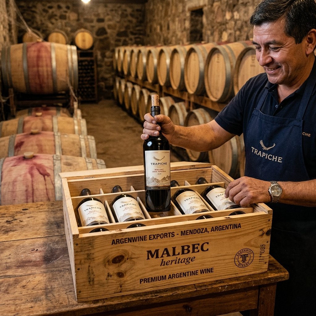 Bodega mendocina preparando vinos premium para exportación