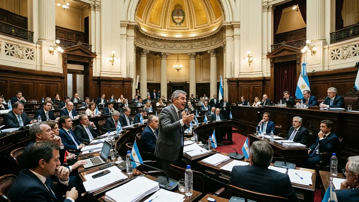 Legisladores debaten en el recinto del Senado argentino