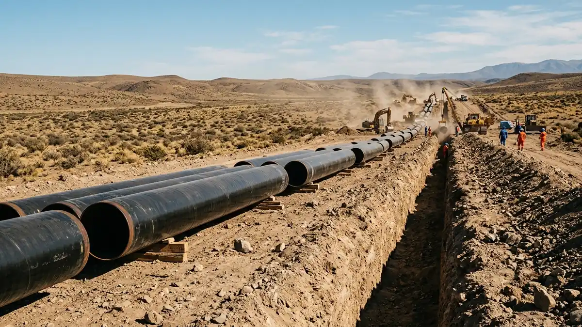 Obras de tendido de cañerías e inspección de pruebas hidráulicas en la traza del Gasoducto Norte