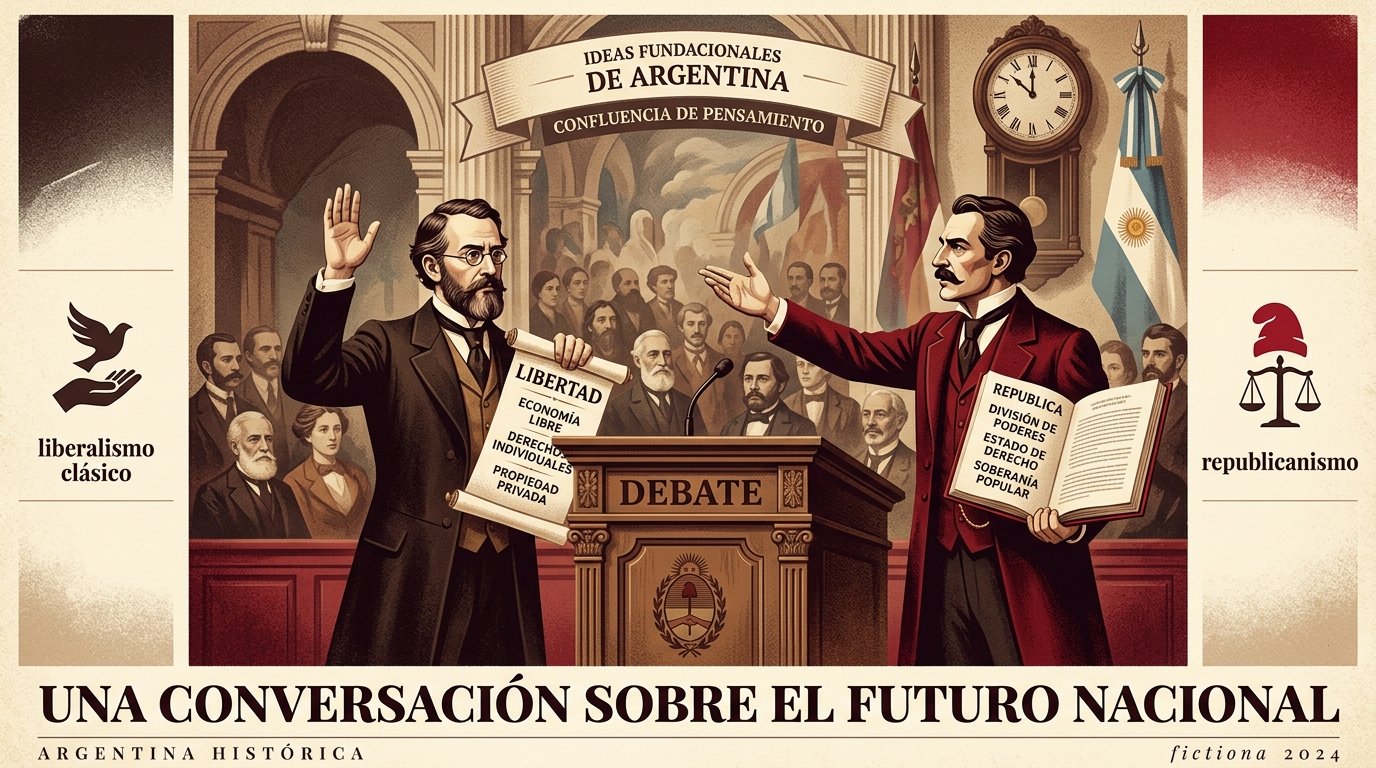 Ilustración conceptual de un debate político histórico.