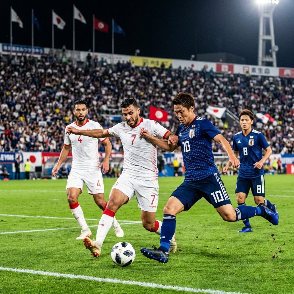Japón ya le gana a Túnez con un gol de taco, en el partido 1000 en la historia d