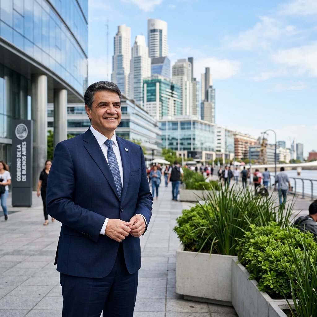 Jorge Macri, Jefe de Gobierno de Buenos Aires, en un entorno urbano.