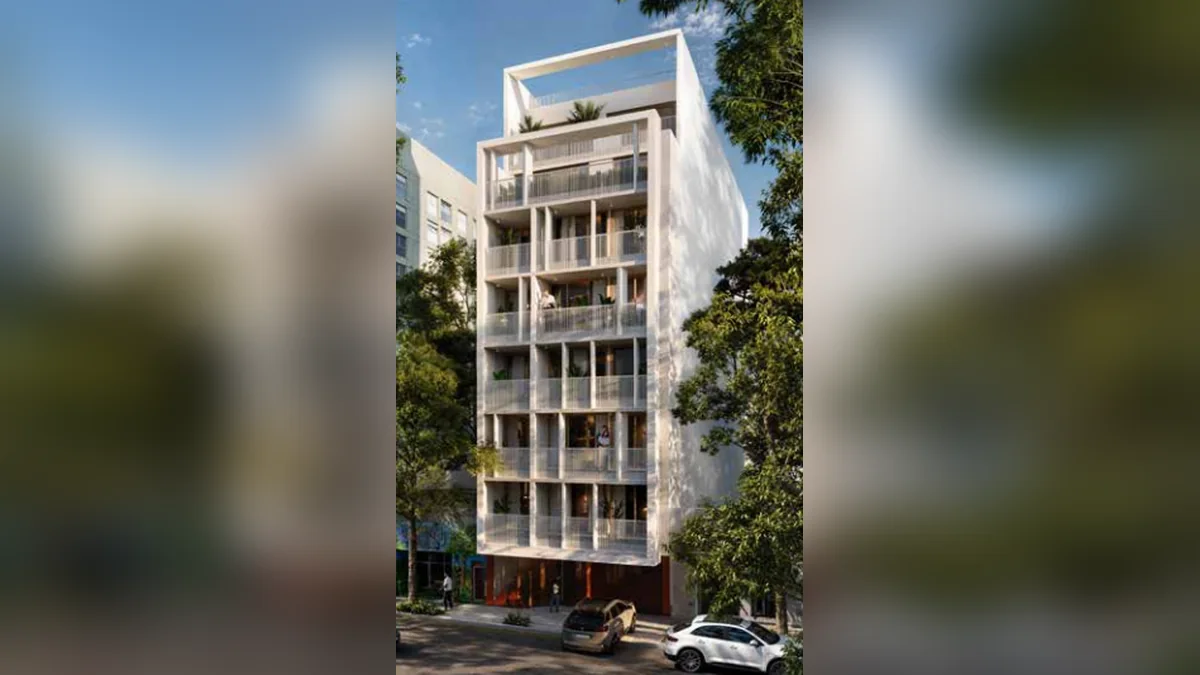 Render volumétrico exterior del edificio Up! Núñez de Makenhaus en CABA
