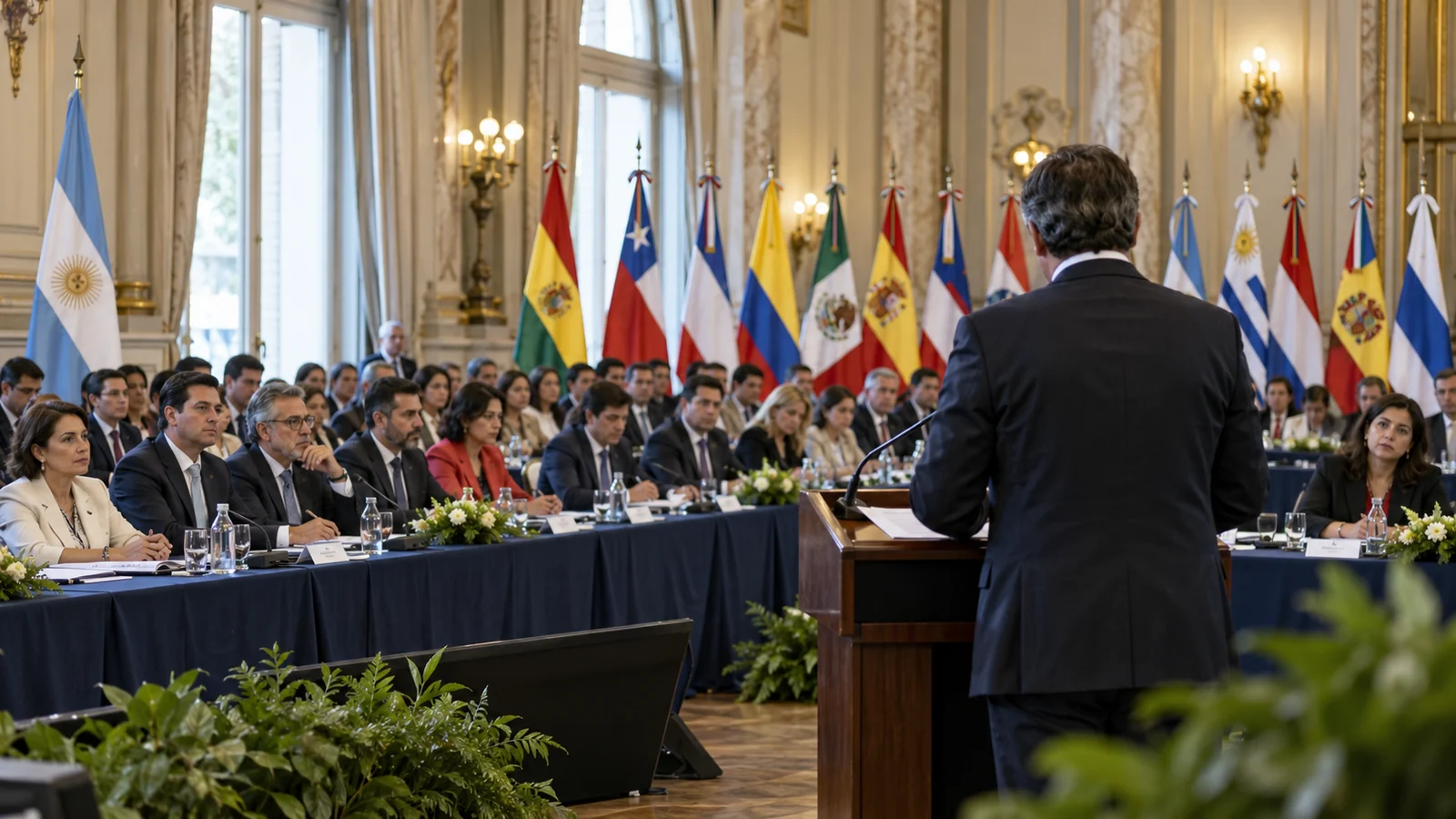 Delegaciones iberoamericanas reunidas en una asamblea institucional en Buenos Aires