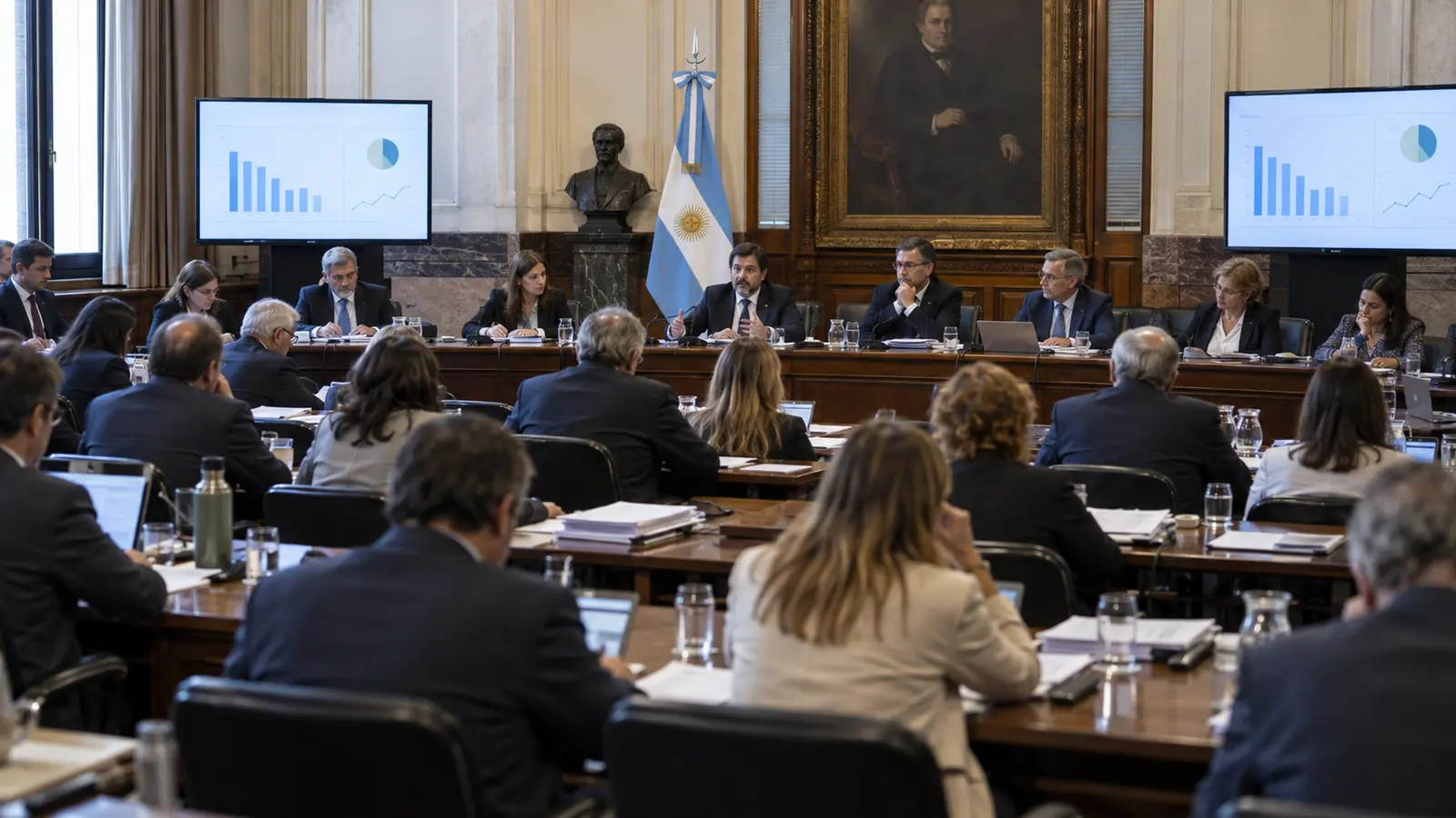 Comisión parlamentaria reunida durante una exposición sobre presupuesto educativo