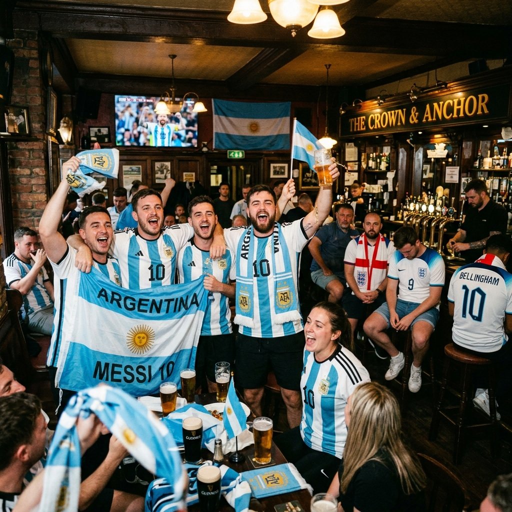 El partido en un bar de ingleses: grito a la cara de la rival, silencio y la cue