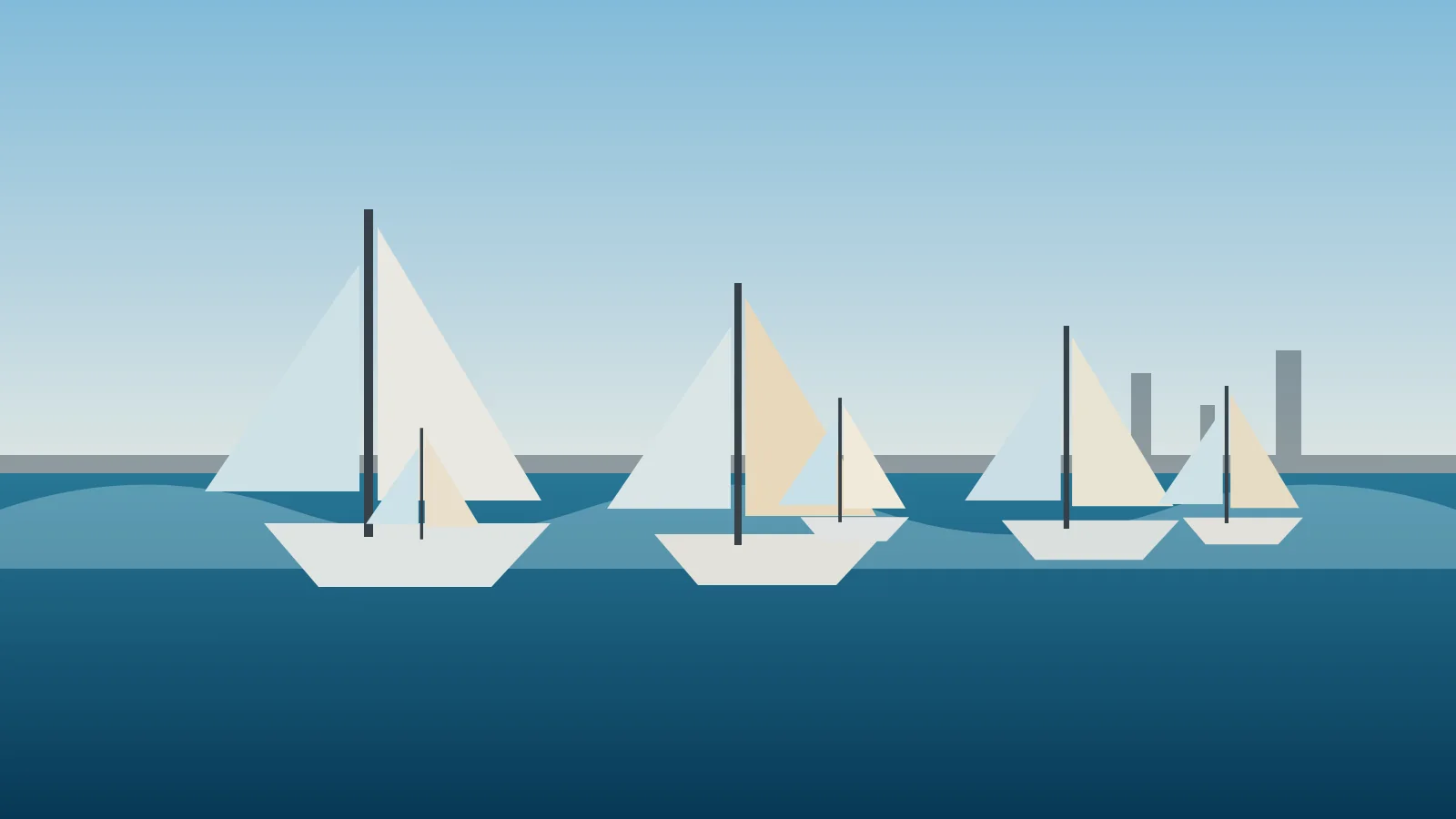 Seis veleros cabinados participan de una regata en el Río de la Plata