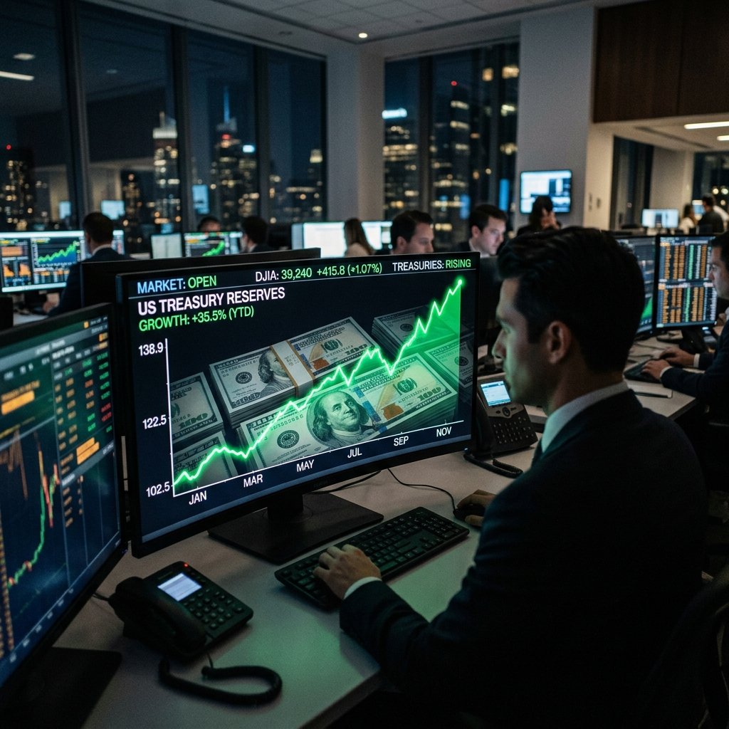 Gr�fico financiero ascendente y dólares